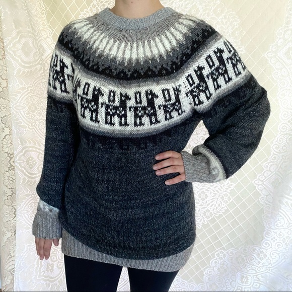Sweaters - Alpaca Wool Cowichan Crewneck Sweater Size Large